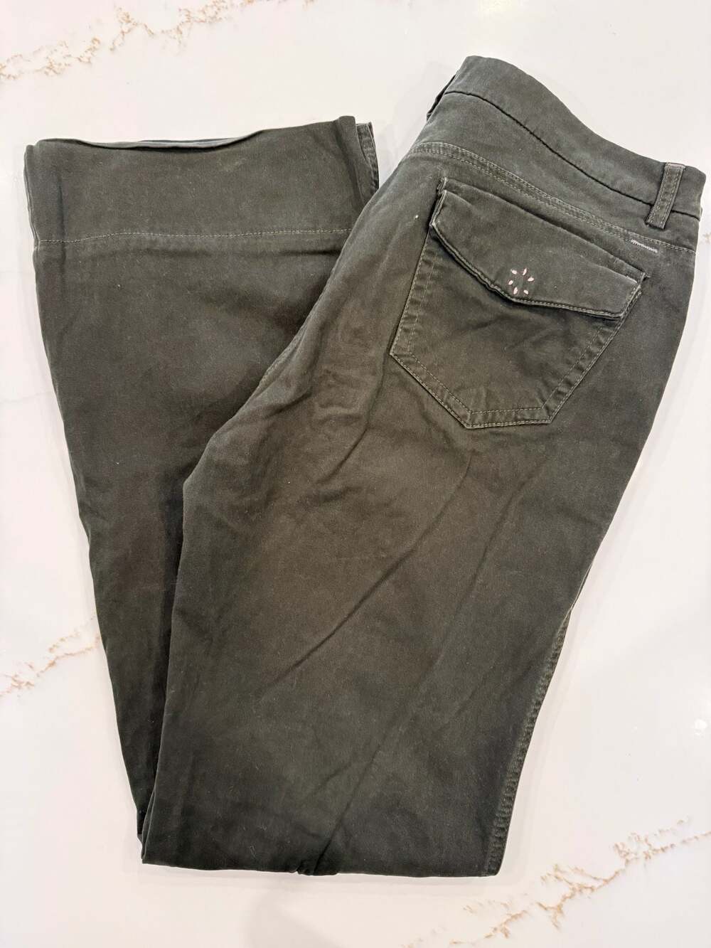 Sitwell Anthropologie Olive Green Wide Leg Flare Pants Size 10